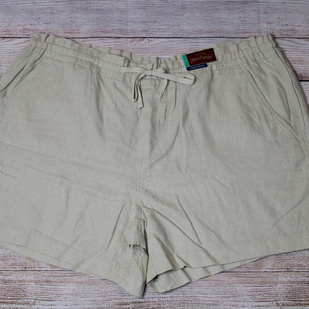 Faded Glory Linen Shorts in Fruit Khaki Color